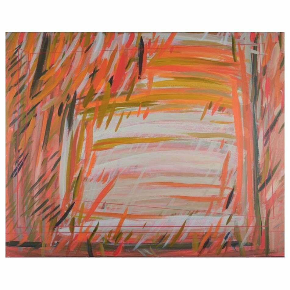 Monique Beucher, French Artist. Gouache On Canvas. Abstract Composition.