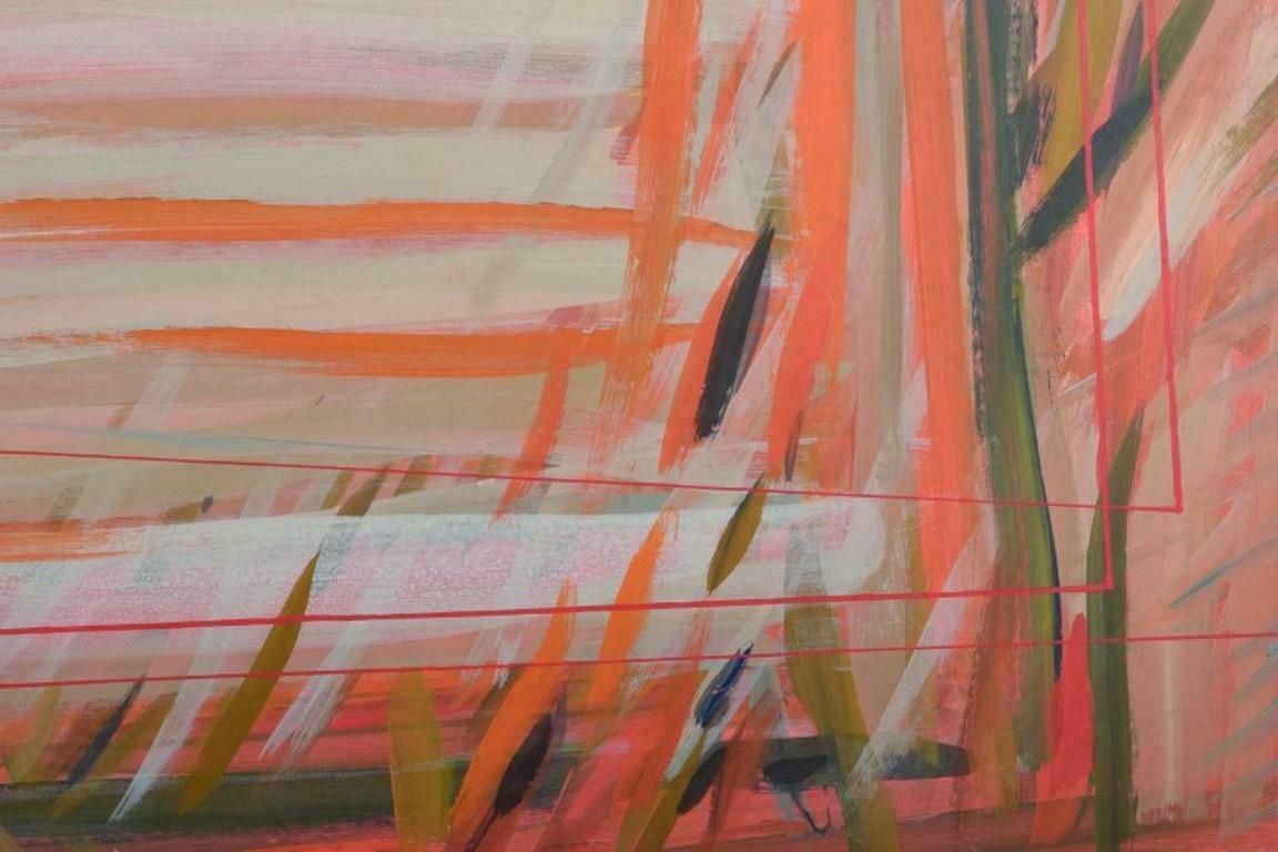 Monique Beucher, French Artist. Gouache On Canvas. Abstract Composition. photo Art