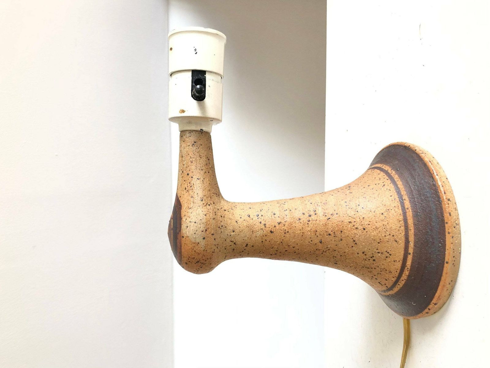 Rare Danish Stoneware Mid Century Wall Lamp In Organic Shape With Beige And Brown Glaze   Design From Helle Allpass, Denmark photo 184.0