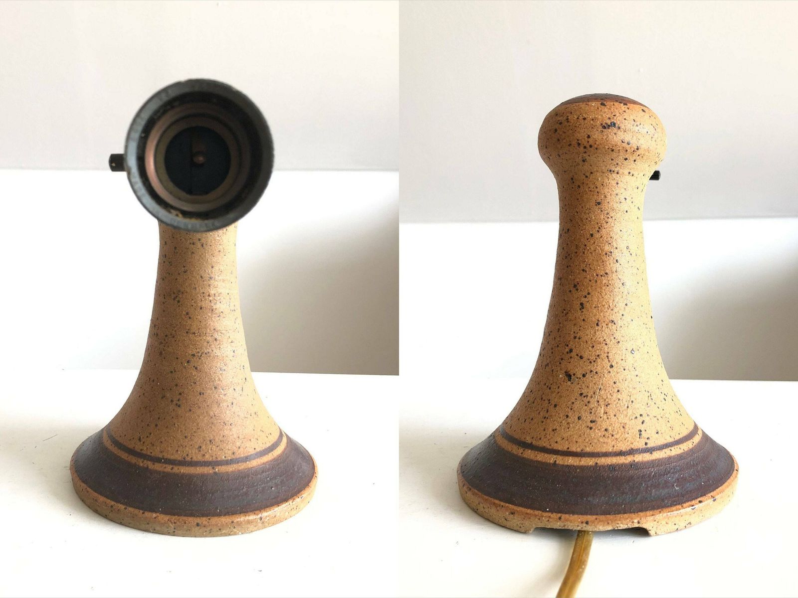 photo furniture Rare Danish Stoneware Mid Century Wall Lamp In Organic Shape With Beige And Brown Glaze   Design From Helle Allpass, Denmark