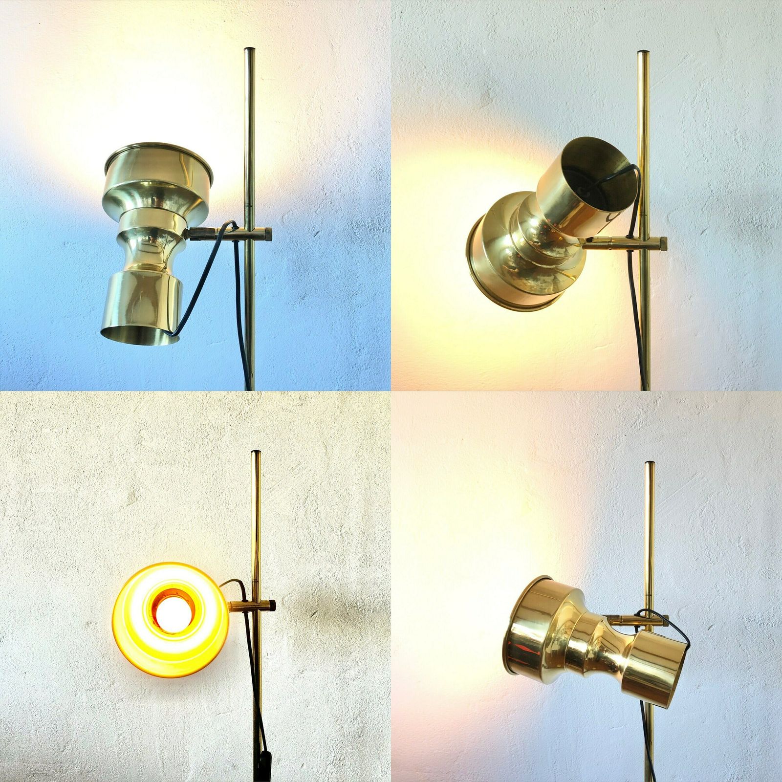 Danish Mid Century Modern Floor Lamp In Brass And Gold Painted Metal In Elegant Design photo buy