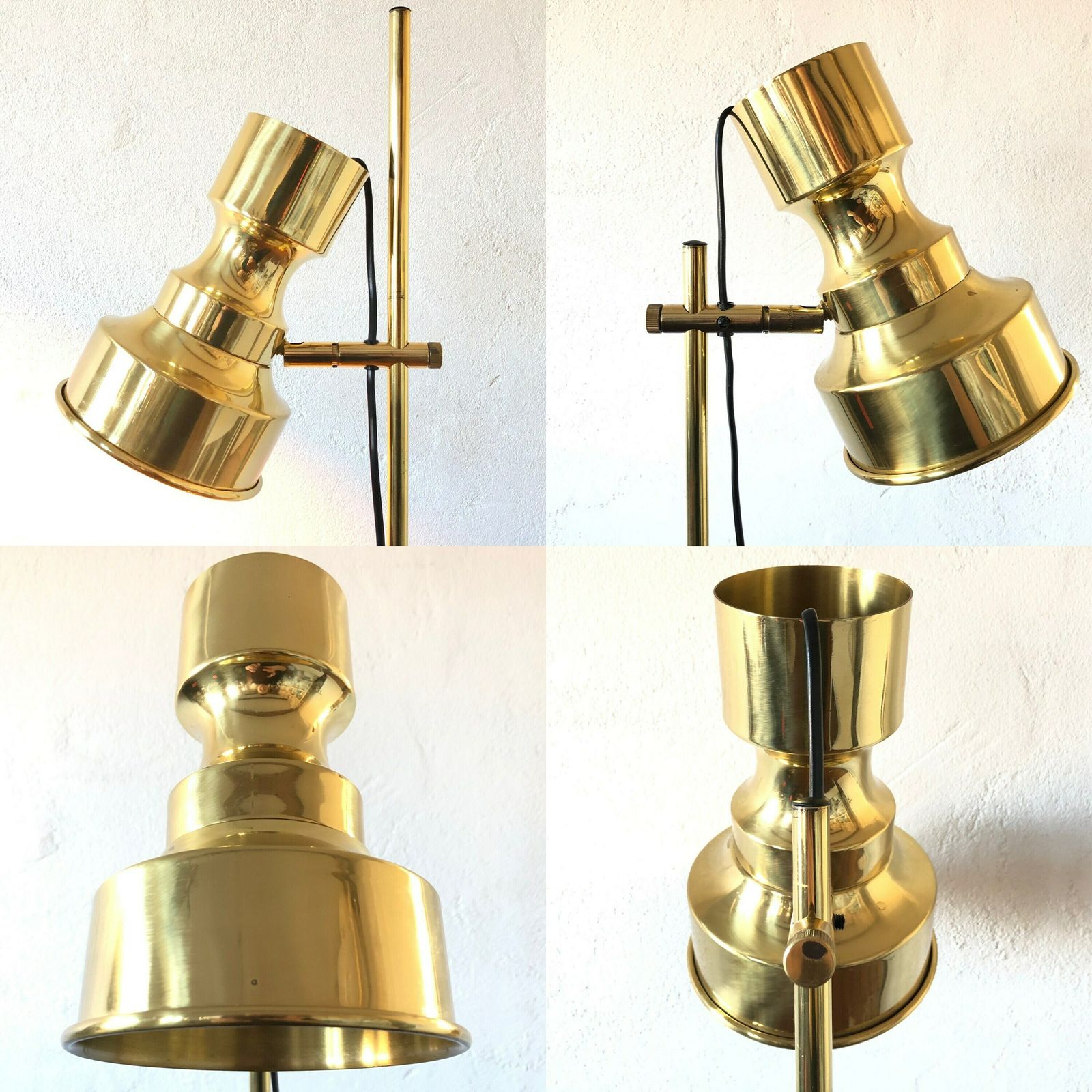 Danish Mid Century Modern Floor Lamp In Brass And Gold Painted Metal In Elegant Design photo vintage