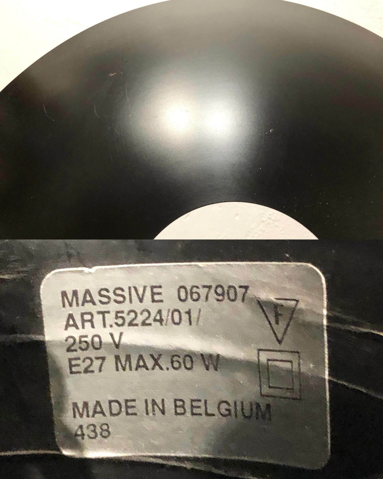 Vintage Minimalist Belgian Postmodern Large Ceiling Lamp In Black With Glass Detail And Hanger   Design From Massive photo vintage