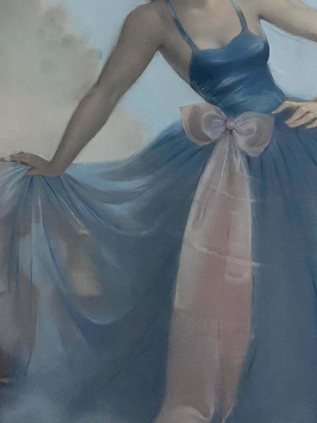 Antique French Pastel Painting From The 1930s "Young Woman" Signed photo Art