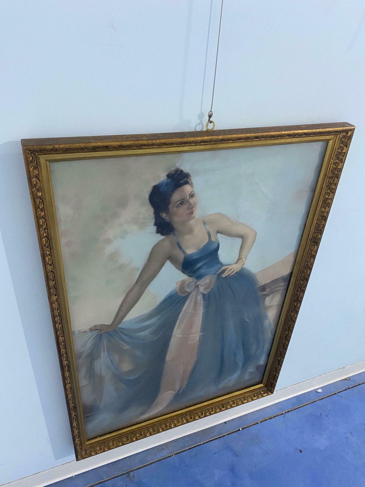 Antique French Pastel Painting From The 1930s "Young Woman" Signed photo vinterior