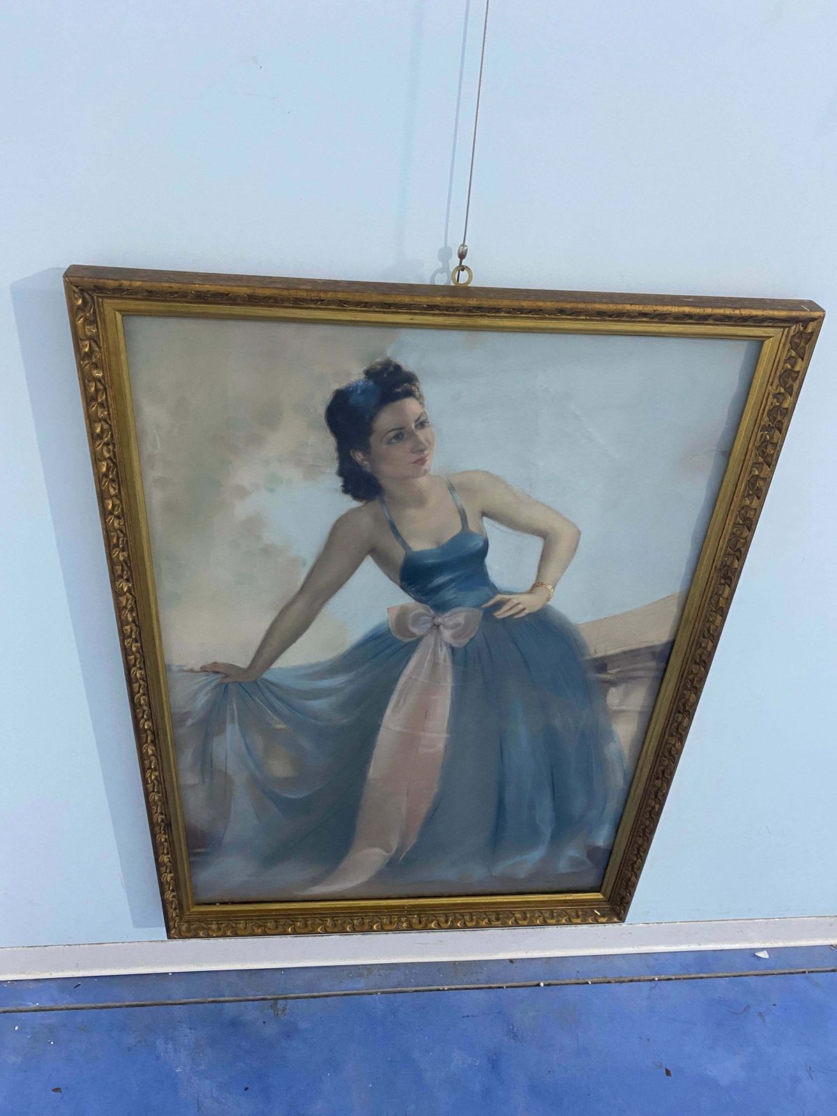 photo for sale Antique French Pastel Painting From The 1930s "Young Woman" Signed
