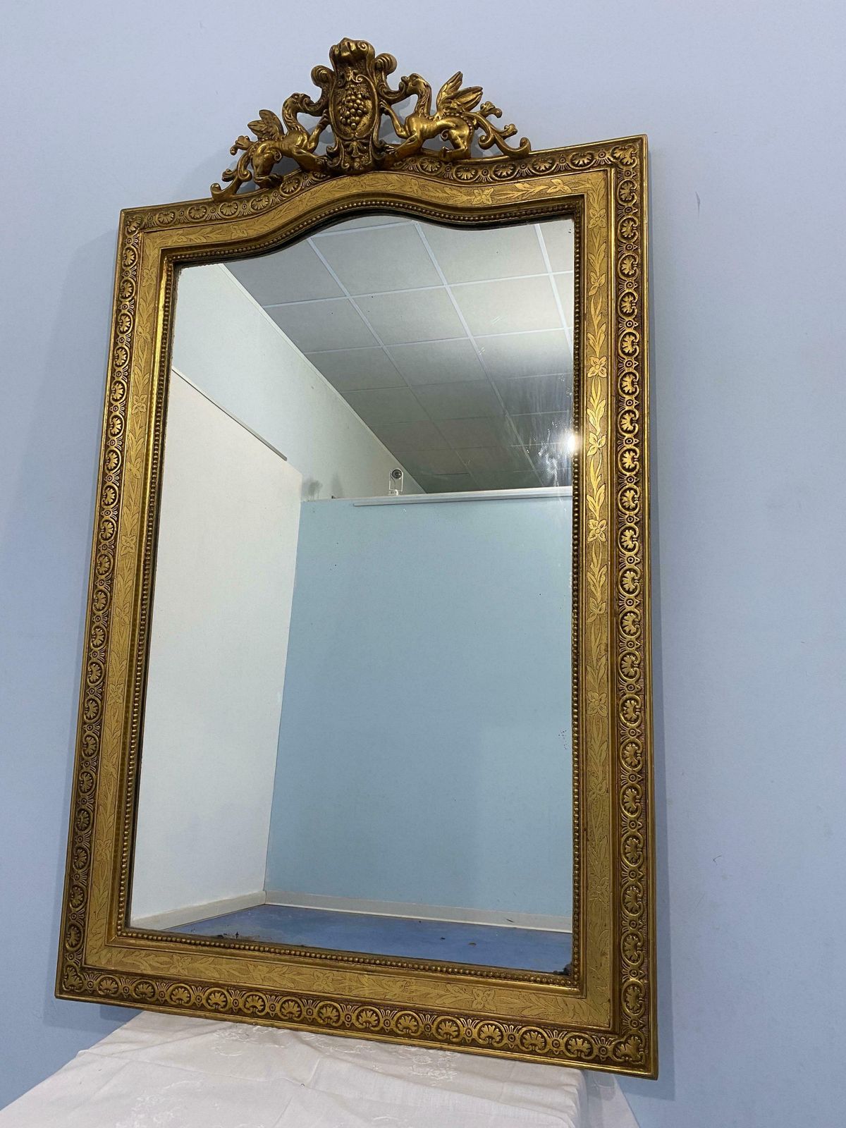 Antique French Gilt Mirror Gold Leaf With Louis Philippe Era Selvedge photo furniture