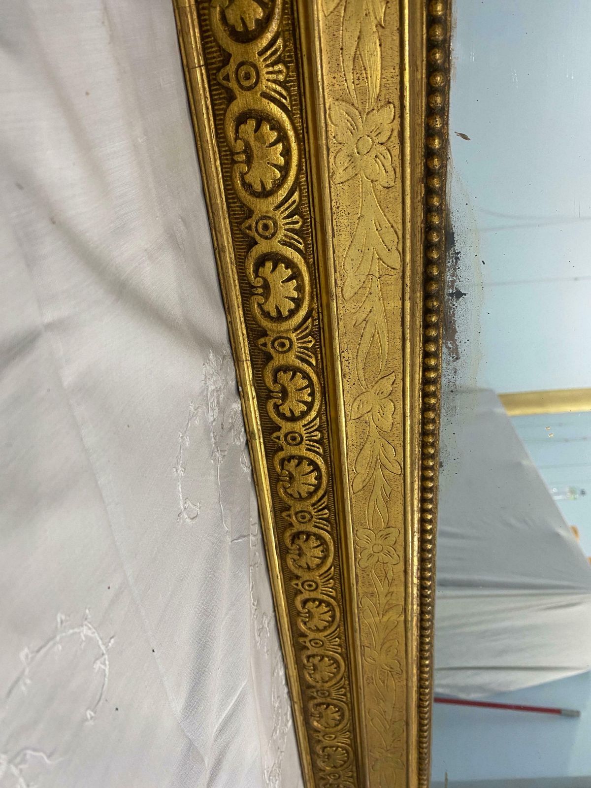 Antique French Gilt Mirror Gold Leaf With Louis Philippe Era Selvedge photo buy