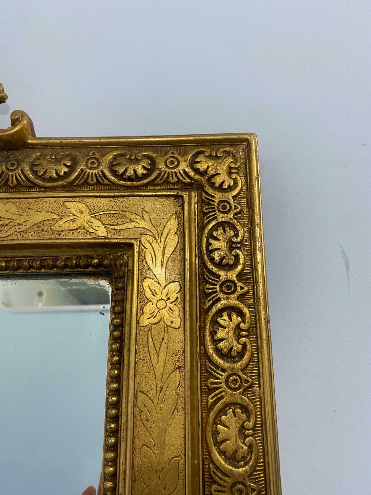 Antique French Gilt Mirror Gold Leaf With Louis Philippe Era Selvedge photo vintage