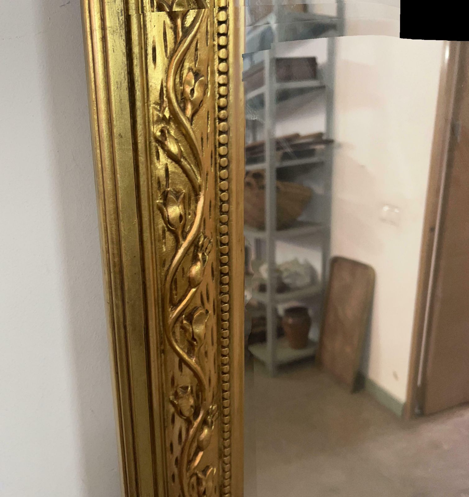 French 19th Century Symmetrical Large Vertical Gold Gilt Mirror With Crest 7.8ft photo vinterior