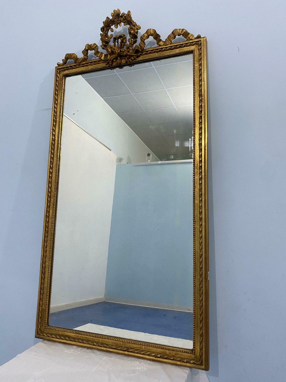 Antica Specchiera Francese Dorata A Foglia D'oro Epoca Napoleone Terzo, 1870 photo furniture