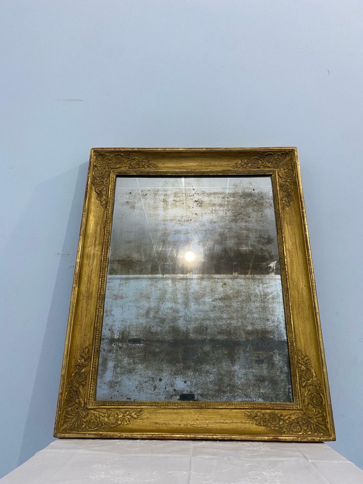 Antique French Gold Leaf Gilded Mirror Cabinet Empire Era 1820s photo for sale