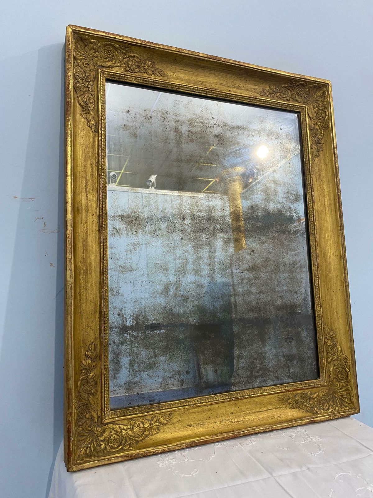 photo furniture Antique French Gold Leaf Gilded Mirror Cabinet Empire Era 1820s