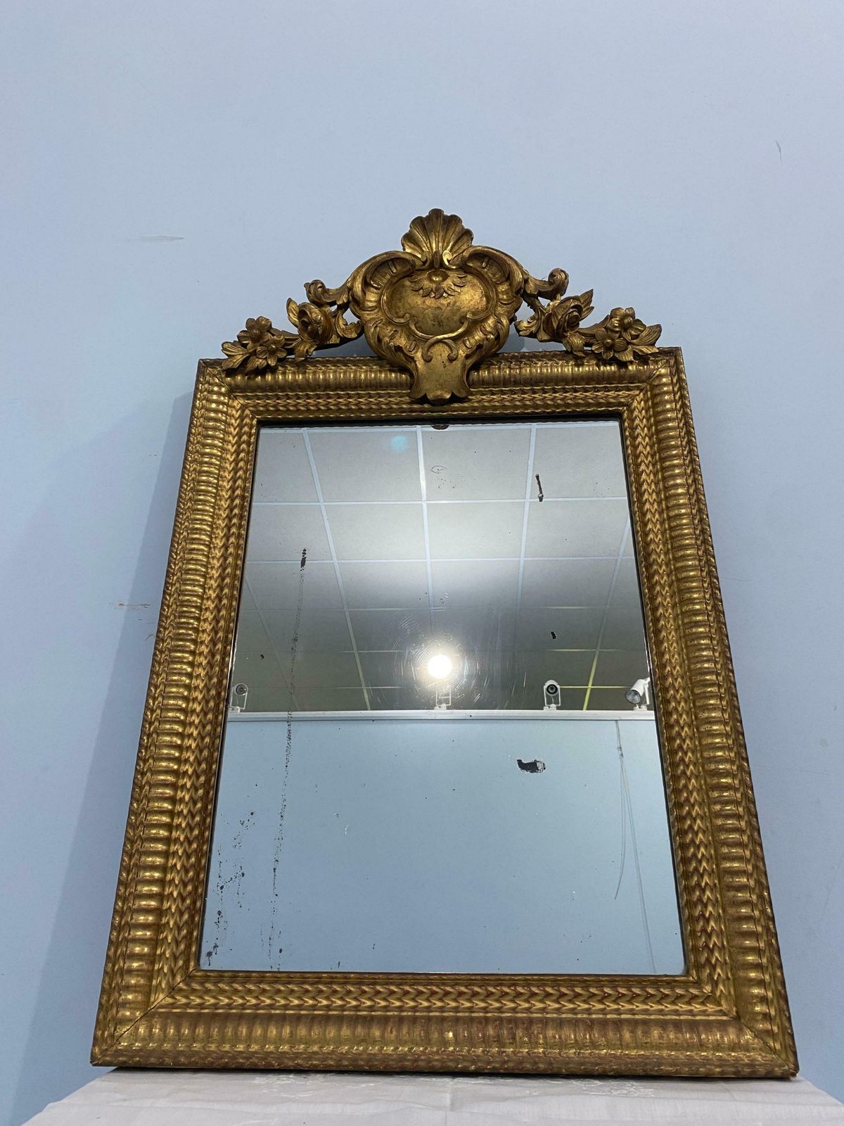 Antique French Gilded Gold Leaf Mirror Louis Philippe Era, 1850s photo Home Decor
