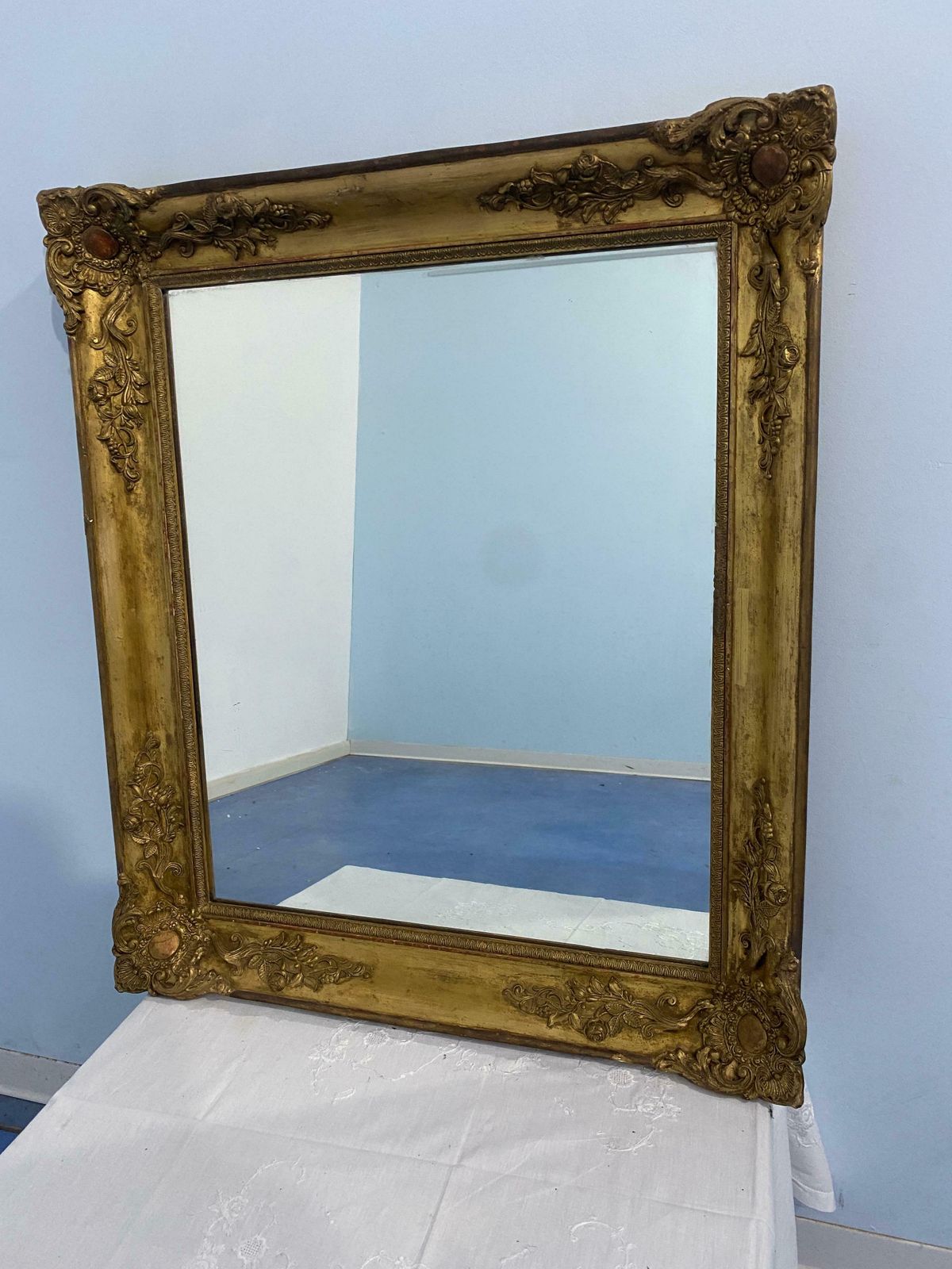Home Decor Antique French Gilded Gold Leaf Mirror From The Napoleon III Era, 1870 photo