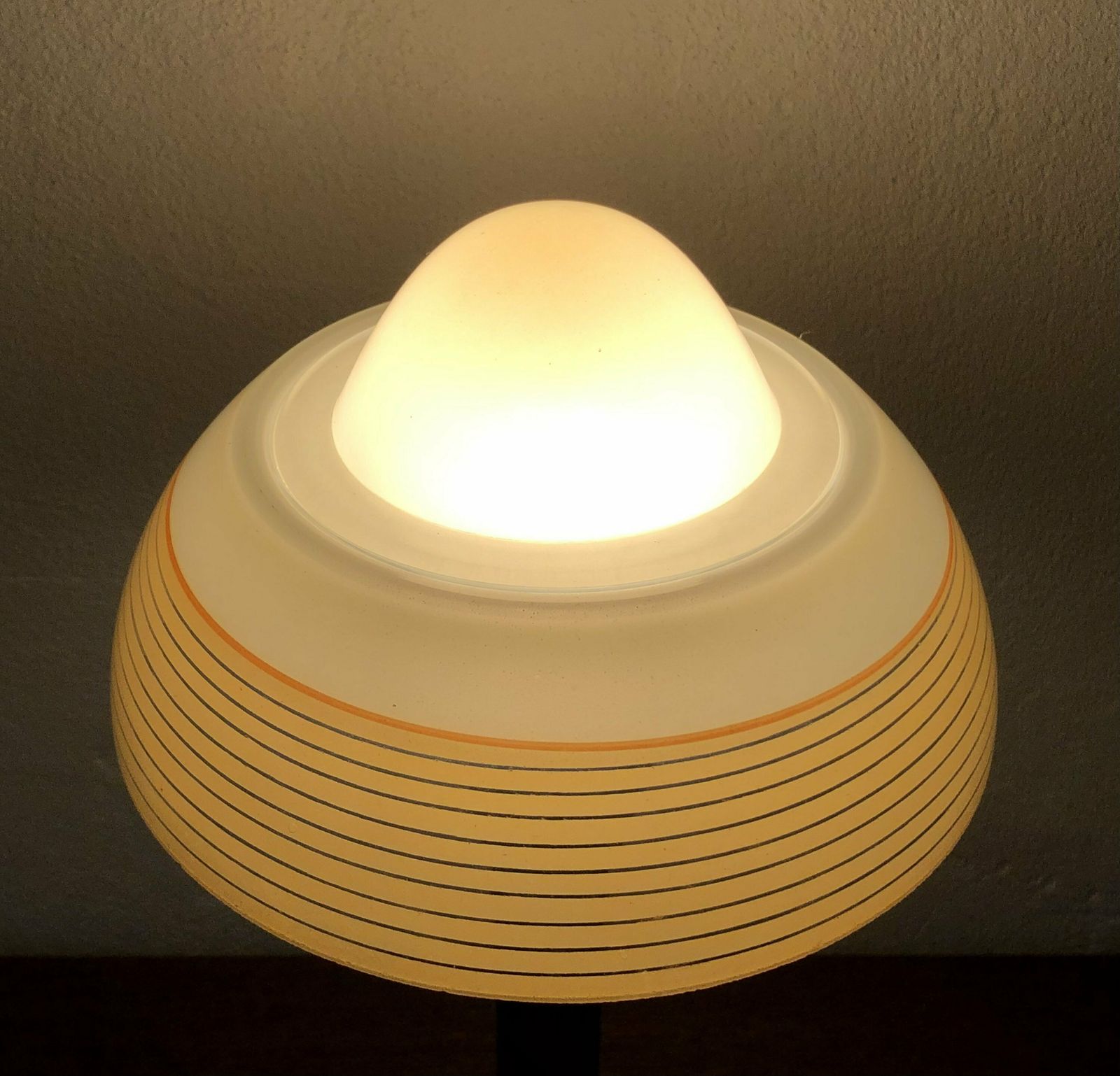 Danish Early Mid Century Table Lamp In Brass With Rare “Fried Egg” Glass Shade And Palisander Details photo 344.0