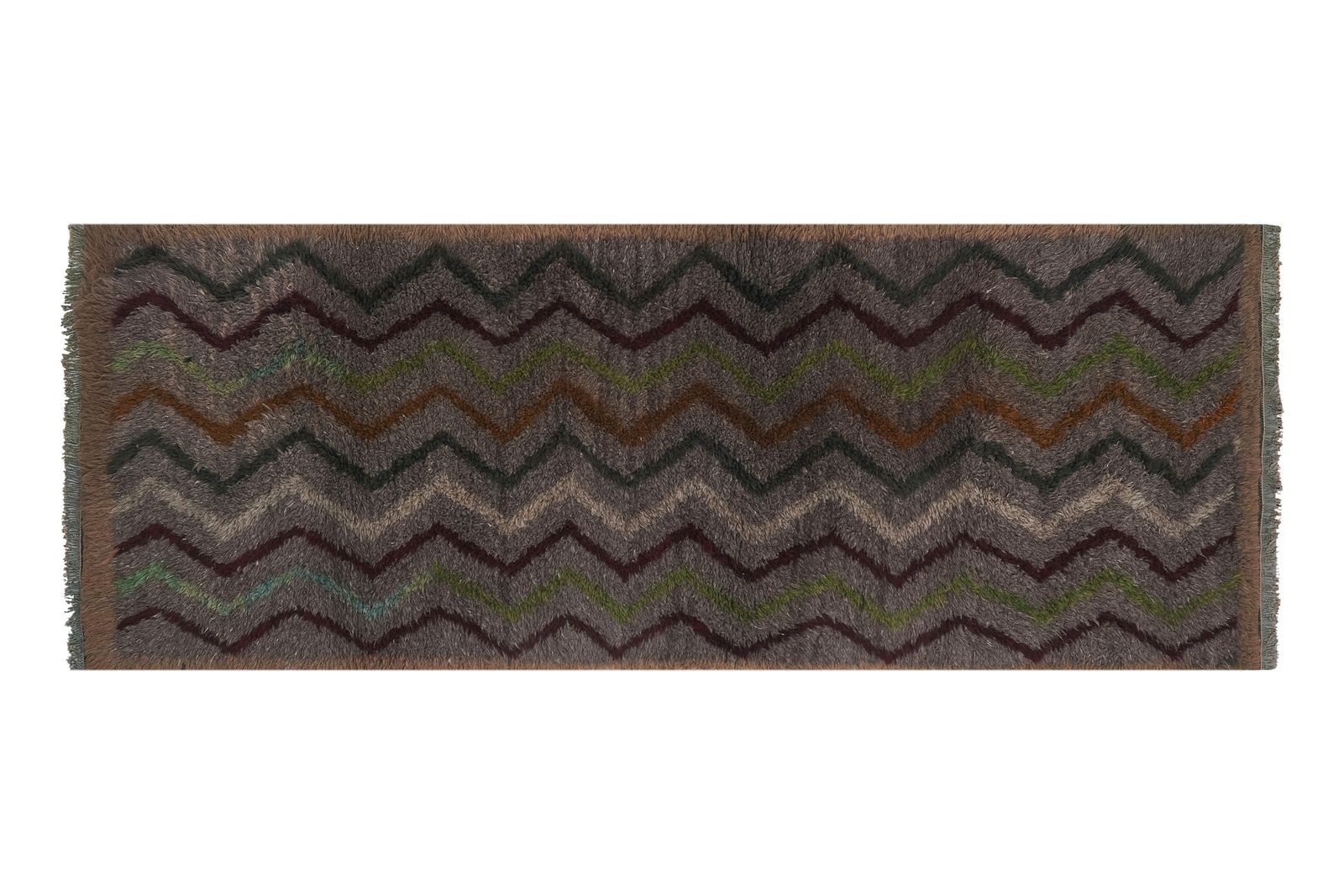 Turkish Gray Wool Shaggy Tulu Runner 2'10" X 7' photo Textiles