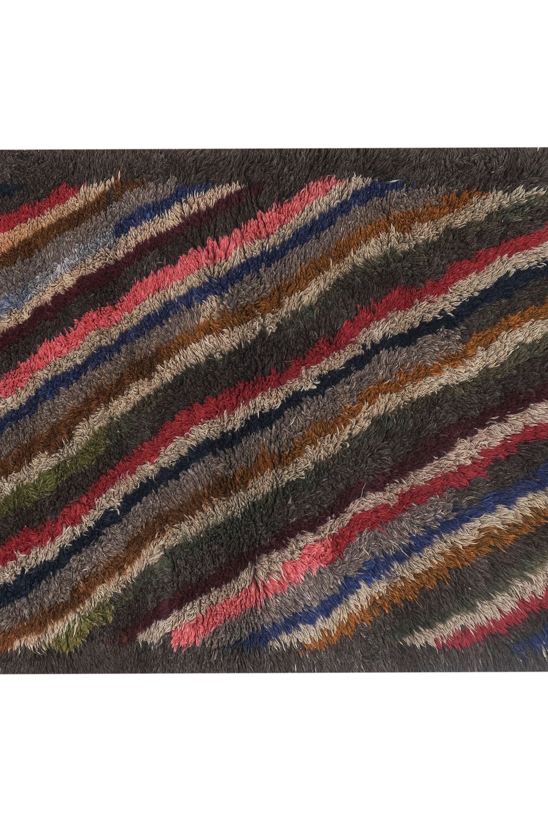 1960s Turkish Hand Knotted Shaggy Colorful Tulu Rug 3'8'' X 5'8'' photo furniture