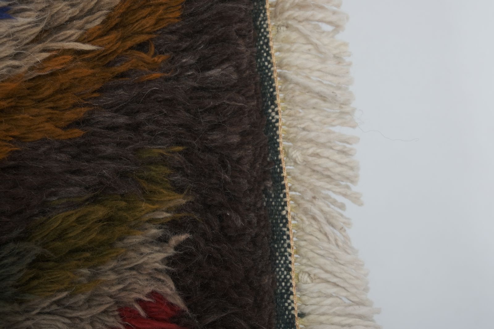 photo for sale 1960s Turkish Hand Knotted Shaggy Colorful Tulu Rug 3'8'' X 5'8''