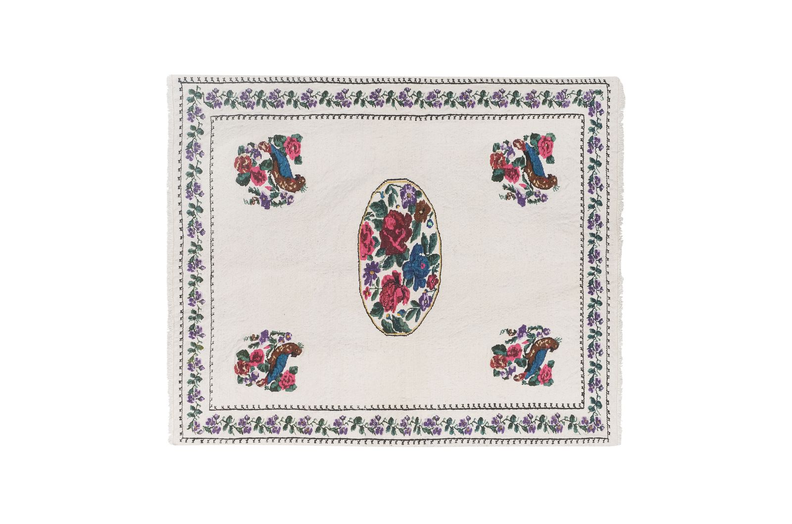 1960s Handwoven Needlepoint Turkish Kilim Rug 3'9'' X 4'9'' photo furniture