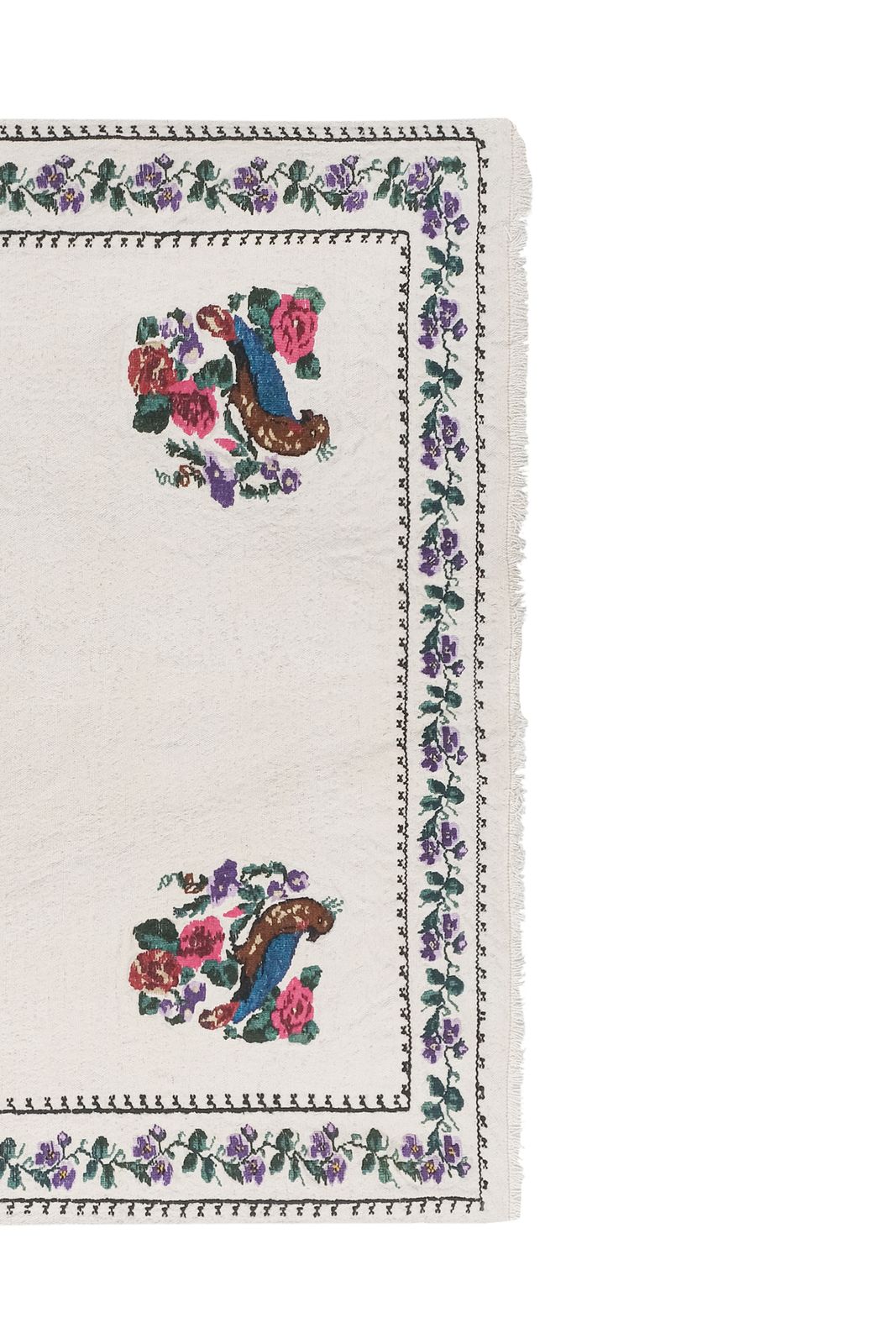 1960s Handwoven Needlepoint Turkish Kilim Rug 3'9'' X 4'9'' photo for sale
