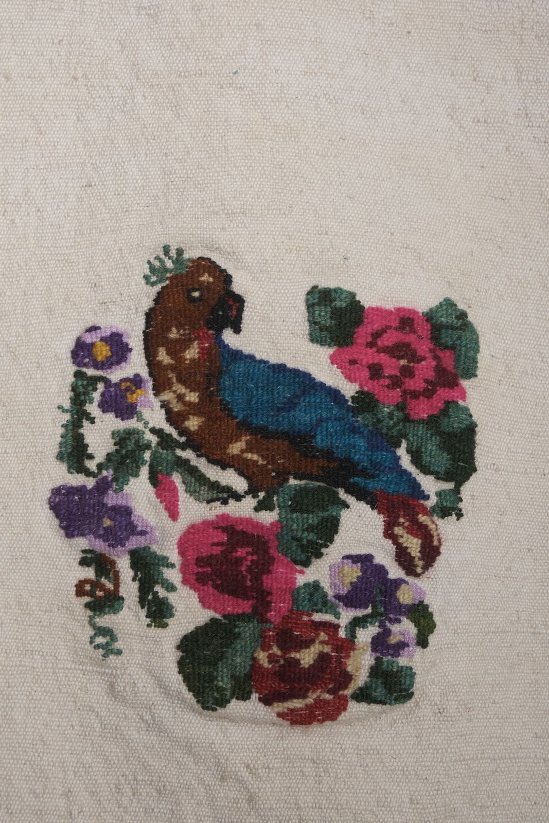 Textiles 1960s Handwoven Needlepoint Turkish Kilim Rug 3'9'' X 4'9'' photo