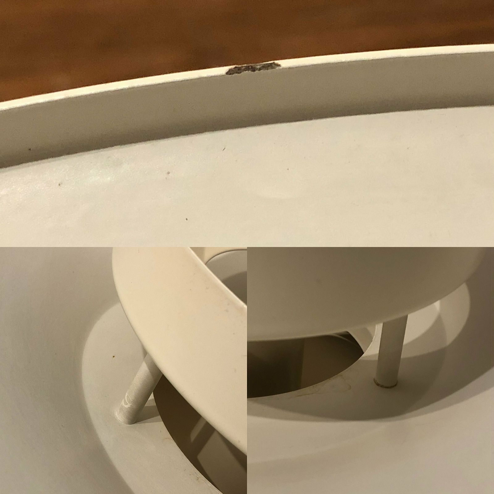 photo for sale Danish Mid Century Modern Ceiling Lamp In Off White Metal With Multilayer Shades In Minimalist Design