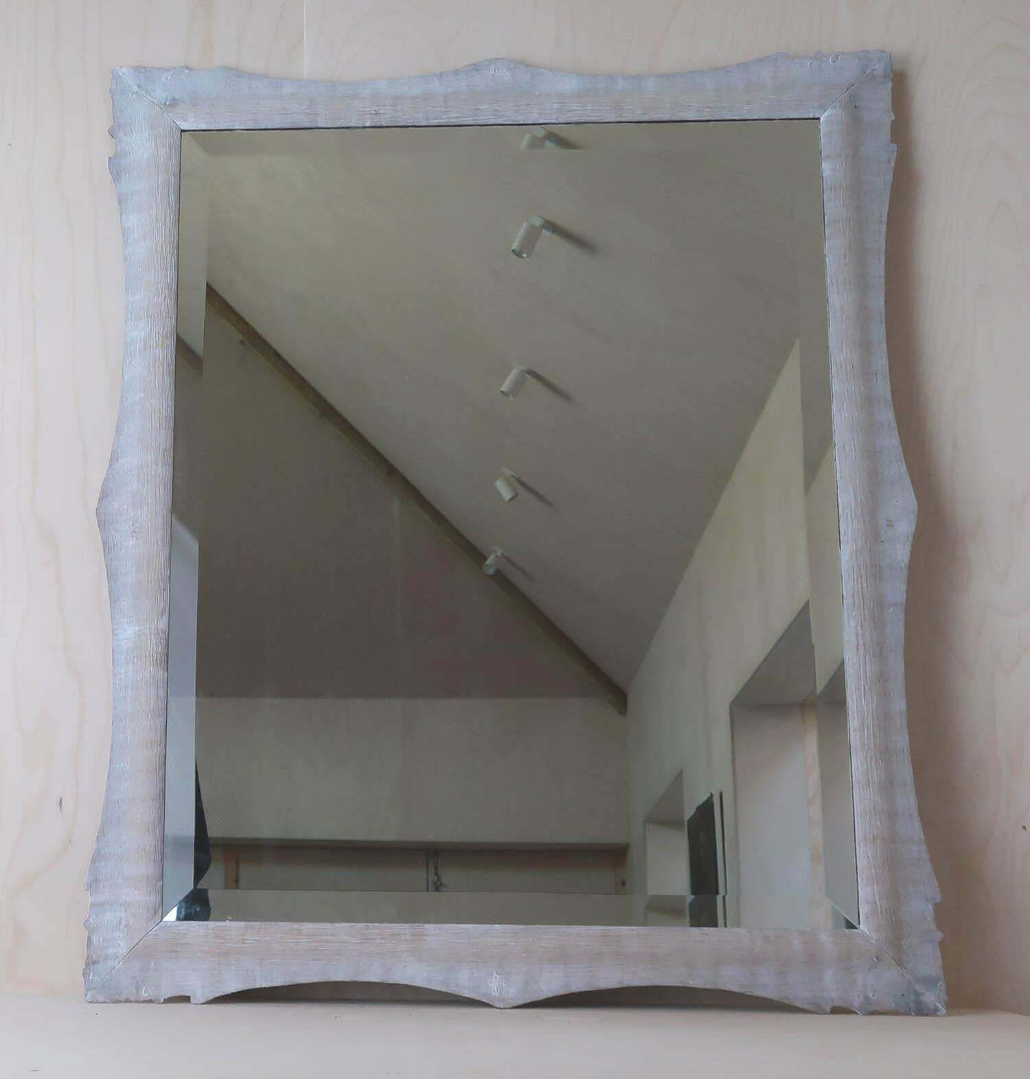 Antique Baroque Style Limed Oak Mirror. English, 19th Century photo 490.0