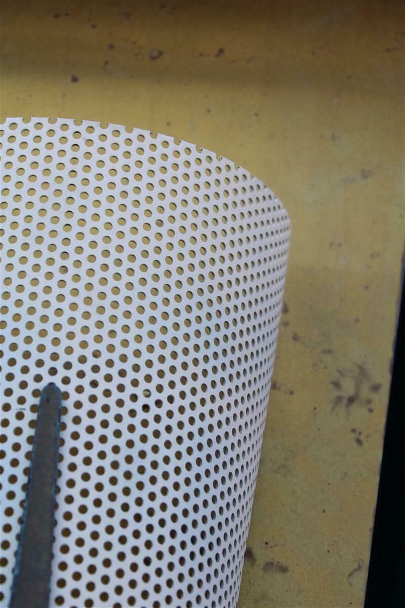 Pair Of French Mid Century Wall Lamps In Brass And Perforated Metal photo vintage