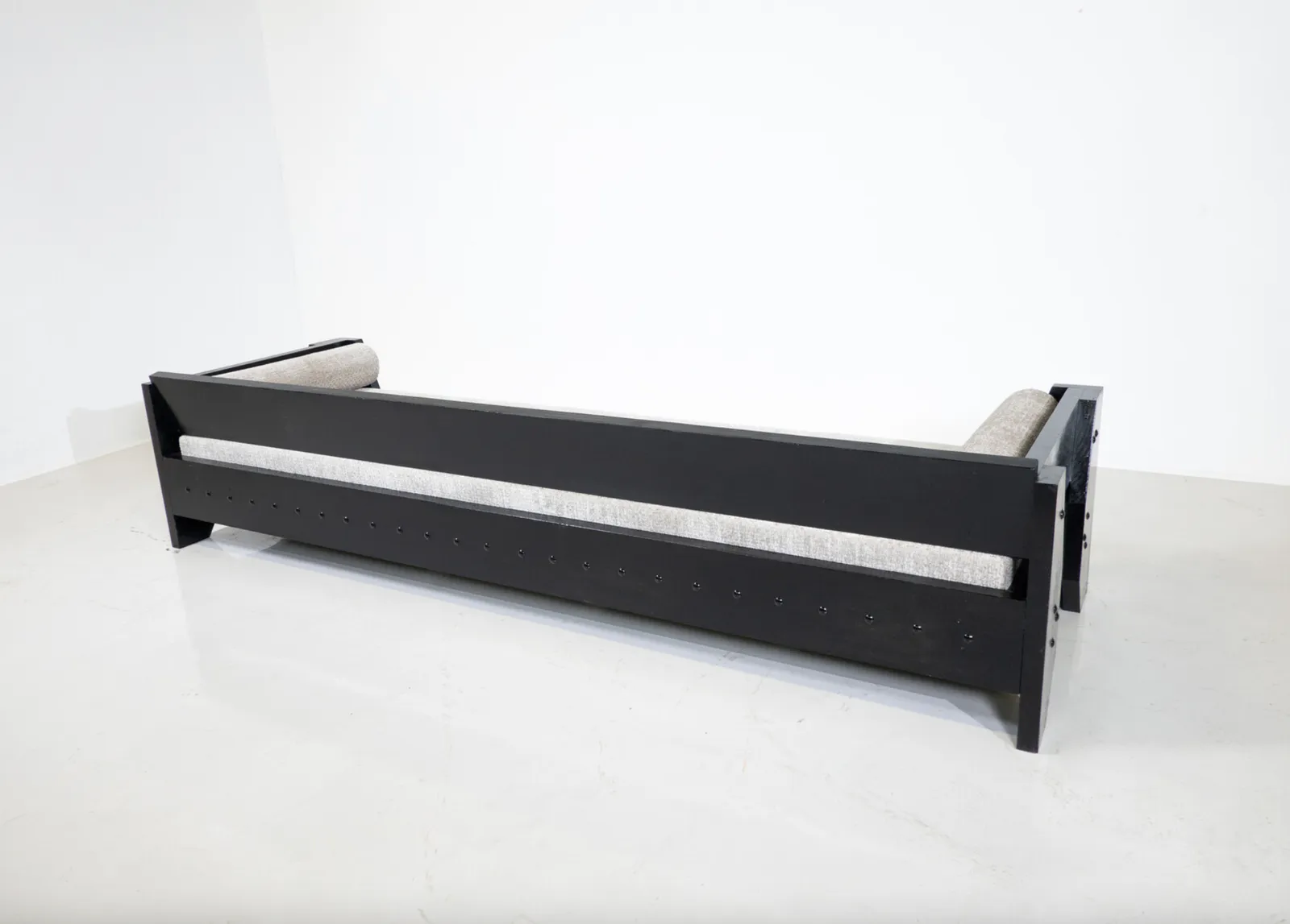 Modernist Sofa / Daybed, Black Wood And Fabric, 1960s photo vintage