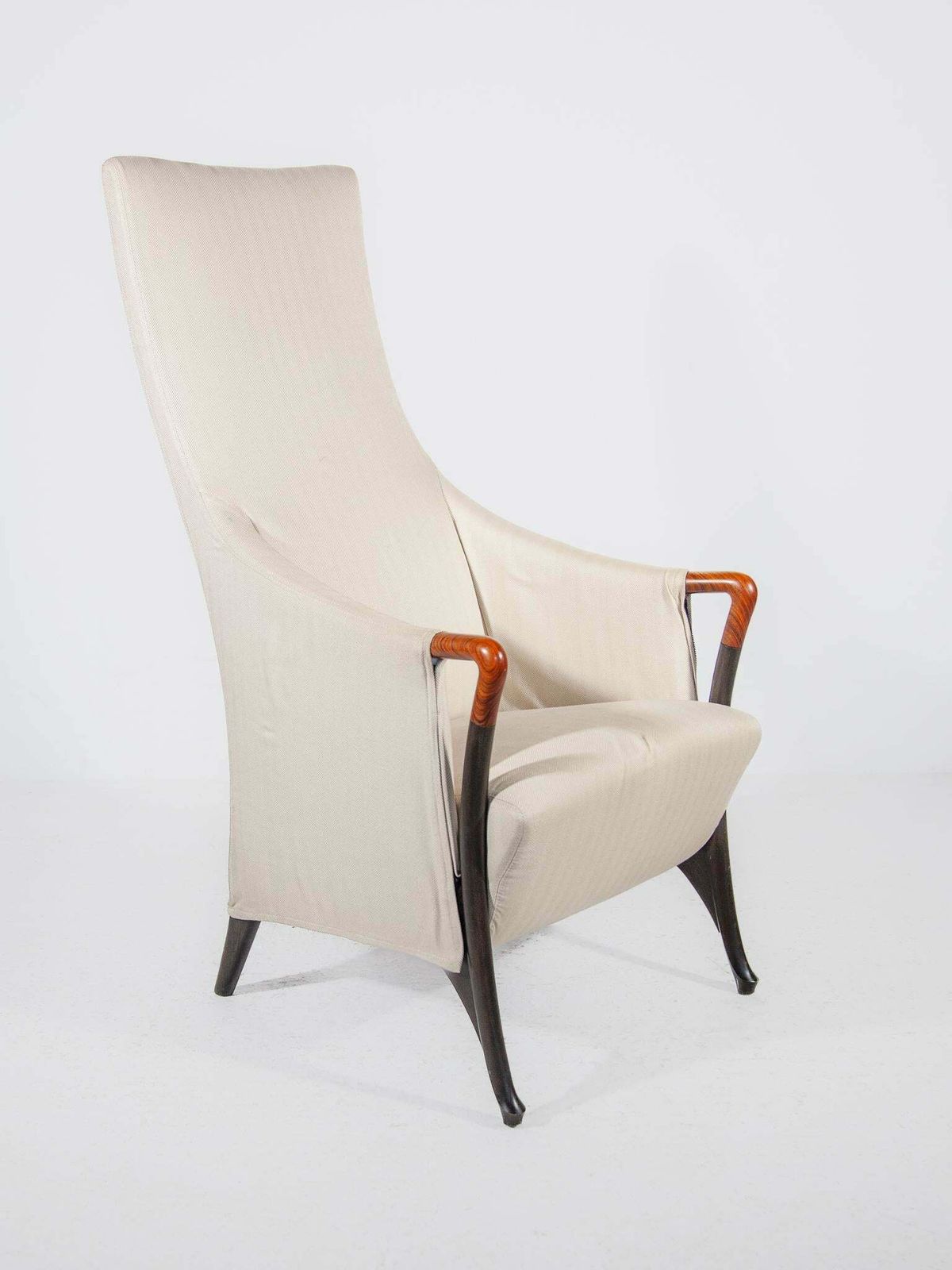 Set Of Two Highback Lounge Chairs And Footstool By Umberto Asnago, 1980 photo Furniture