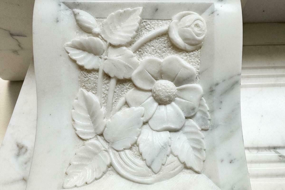 Antique Victorian Statuary Marble Fireplace Surround photo vintage