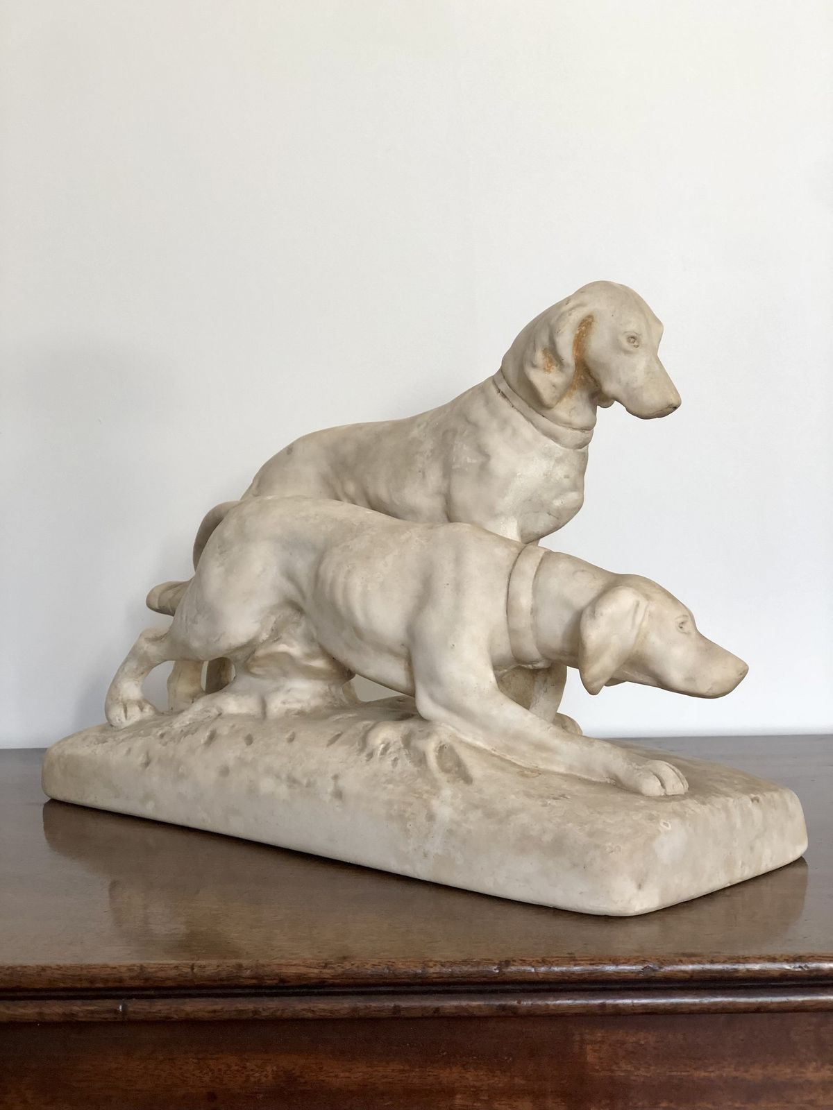 19th Century Parian Sculpture Of Hunting Dogs photo Home Decor