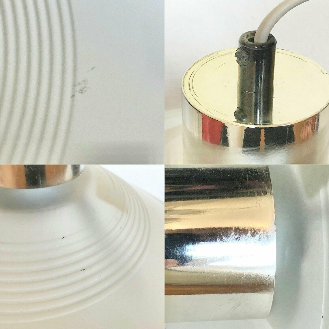 photo furniture Belgian Vintage Minimalist Ceiling Lamp In Frosted Glass With Grooves And Chrome Details  Design From Massive