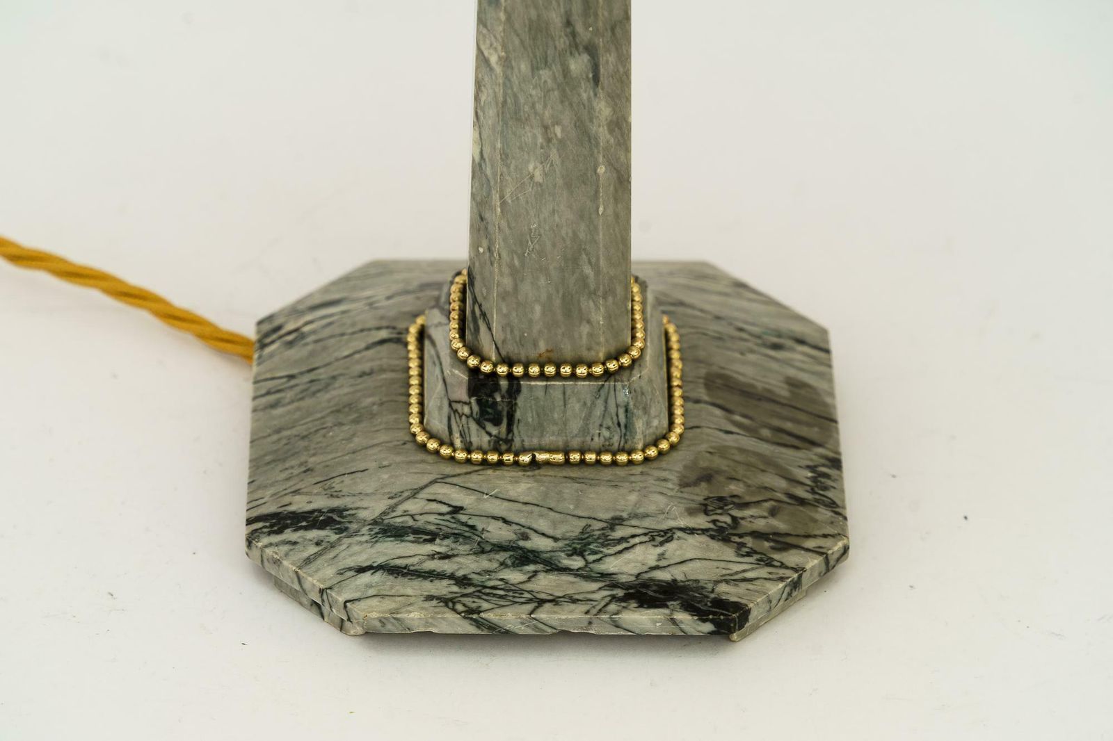Art Deco Marble Table Lamp With Brass Parts And Fabric Shade Vienna Around 1920s photo 514.0