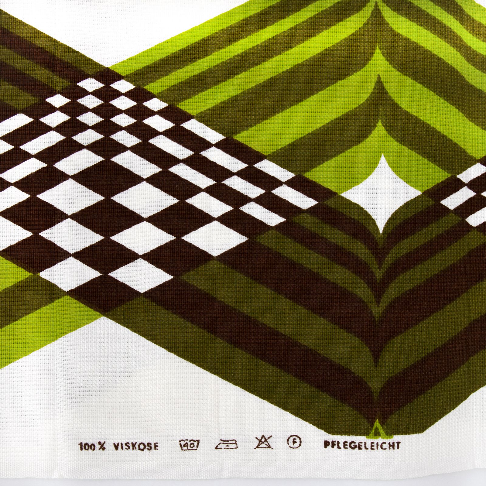 Long Length Of Unused 1970s Viscose Fabric With Psychedelic Chequerboard Design photo 380.0
