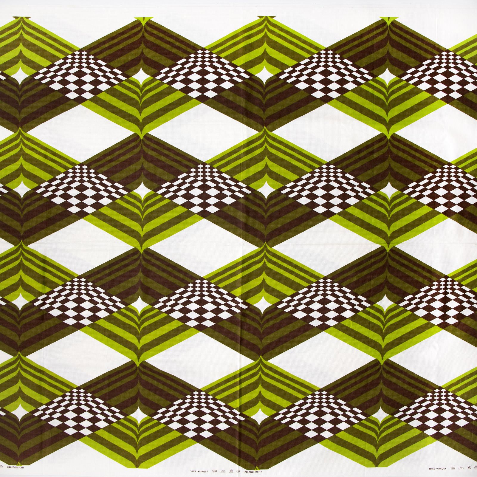 Long Length Of Unused 1970s Viscose Fabric With Psychedelic Chequerboard Design photo vinterior