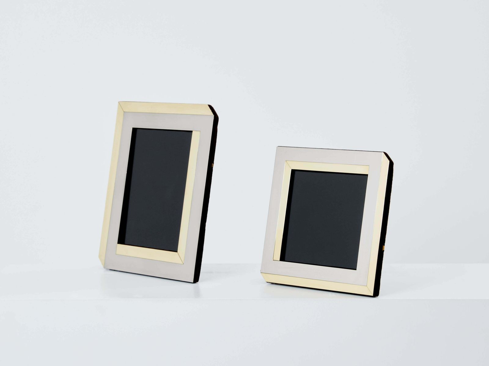 Romeo Rega Italian Brass Chrome Set Of Two Picture Frames 1970 photo furniture