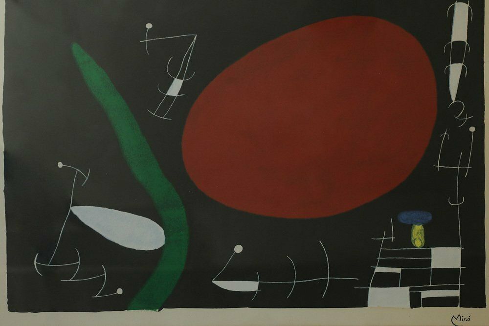 Joan Miro, Sun And Sparks, 1960s, Color Lithograph, Framed photo furniture