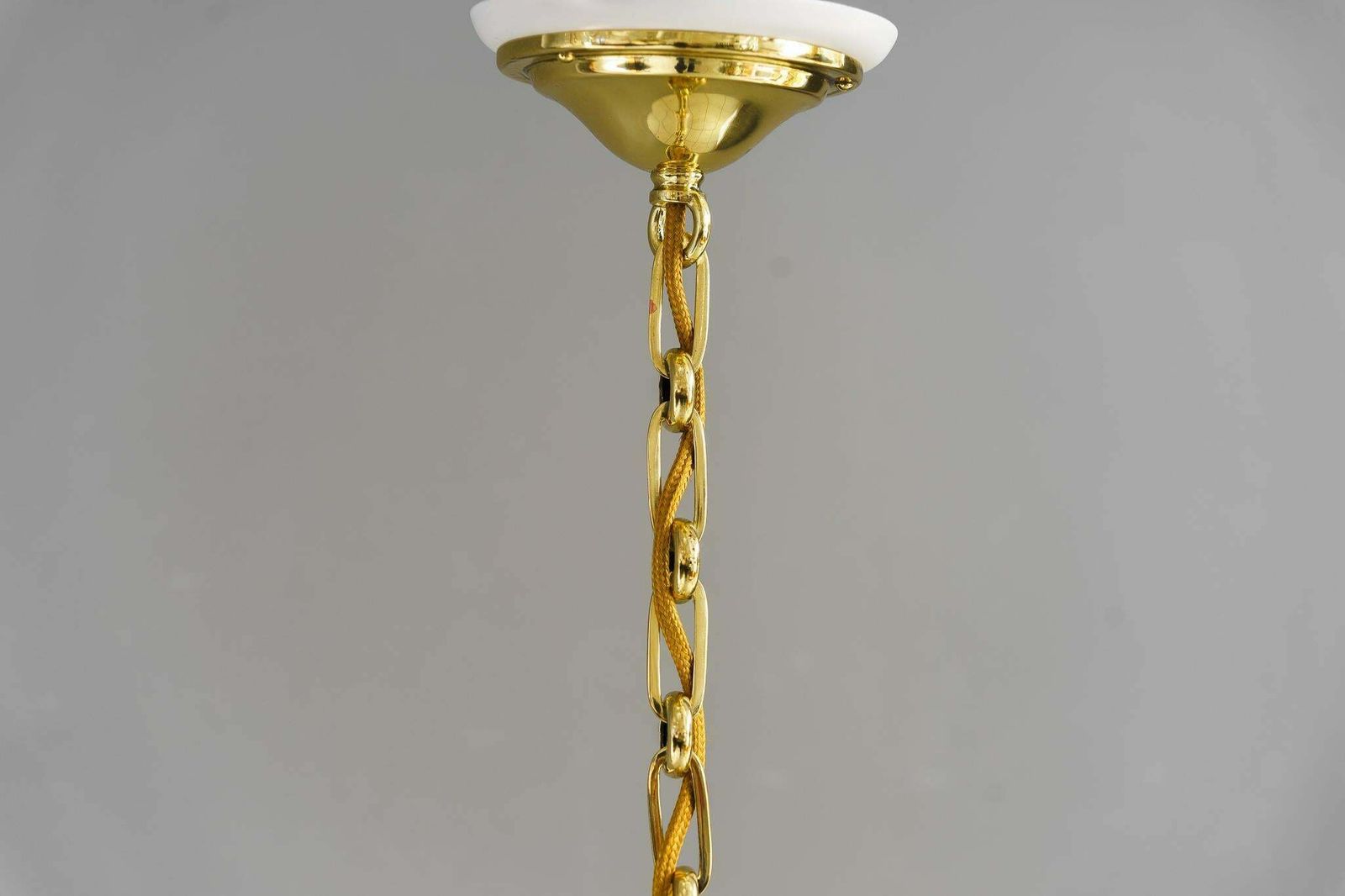 2x Art Deco Hanging Lamps Germany Around 1920s With Original Old Glass Shades photo furniture
