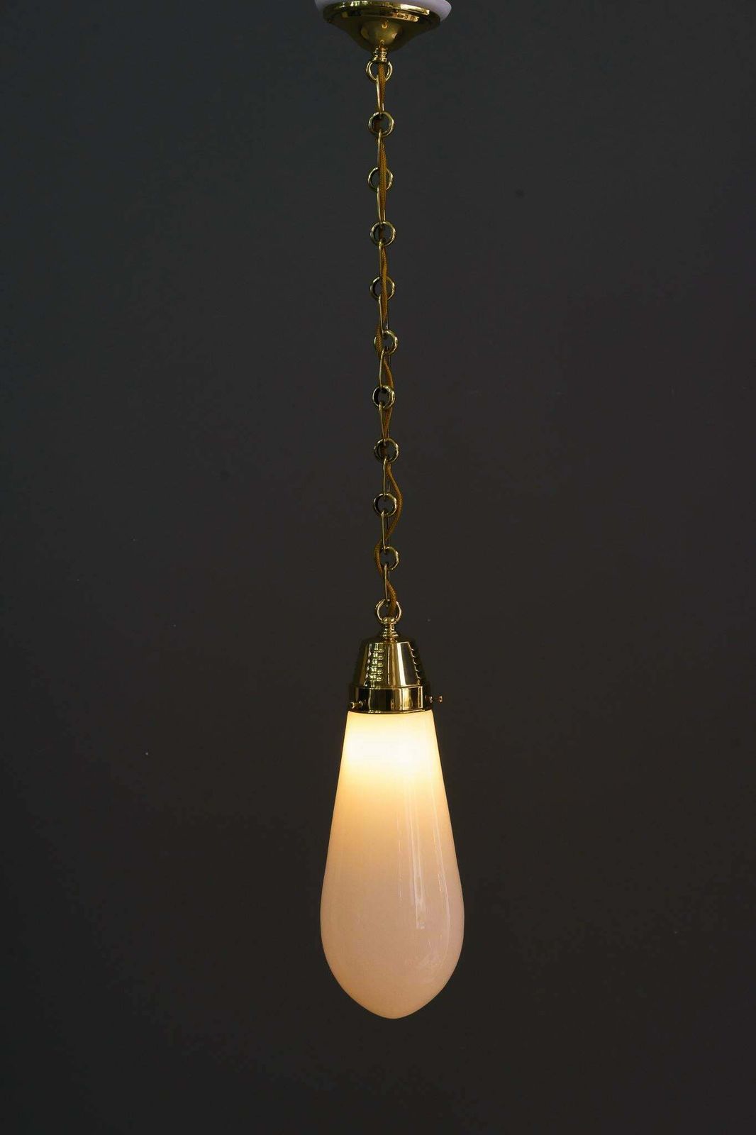 2x Art Deco Hanging Lamps Germany Around 1920s With Original Old Glass Shades photo Lighting