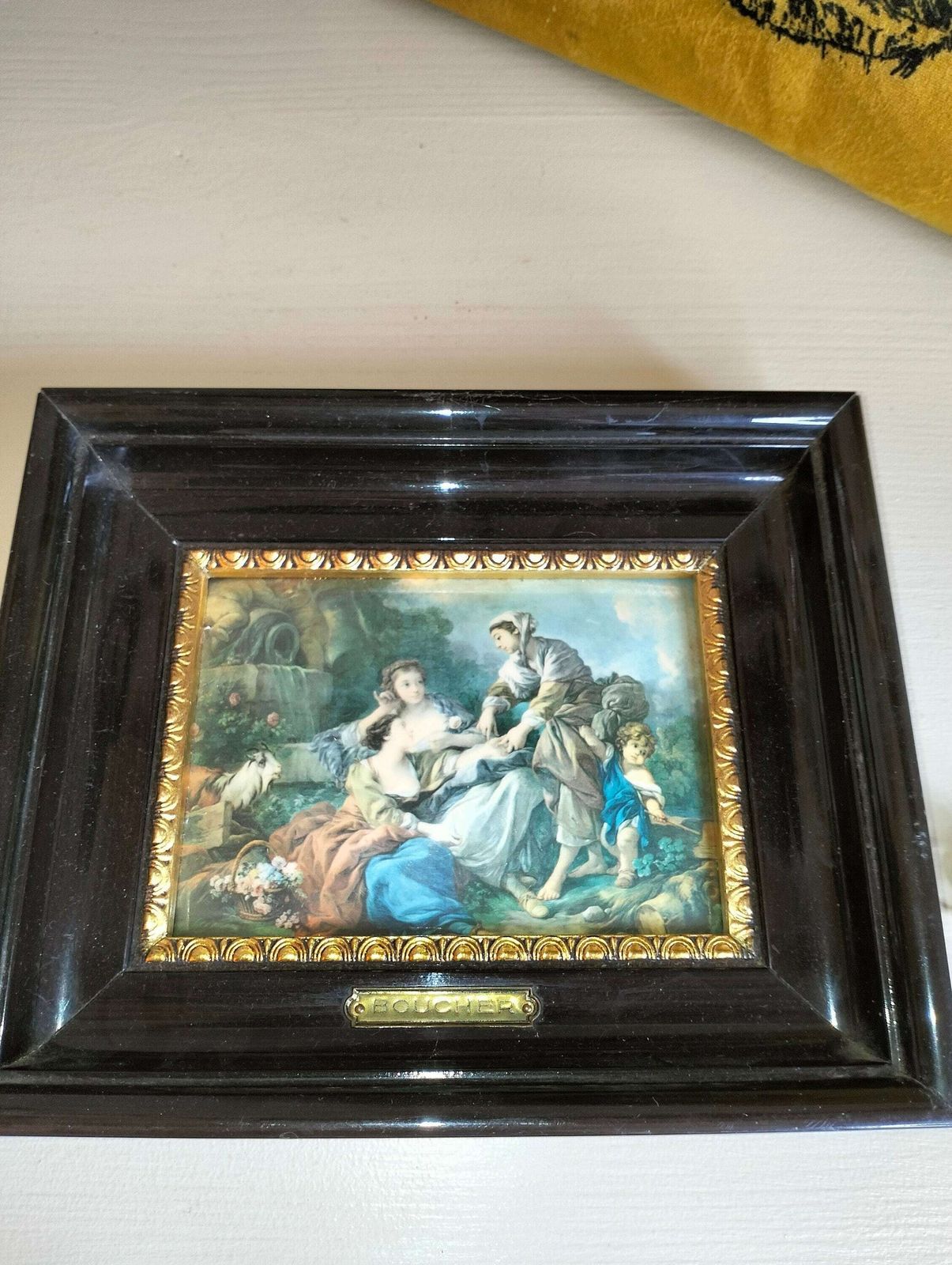 Antique French Paintings, Francois Boucher Replica Paintings, Hammered Enamel Plated Helca Process photo for sale