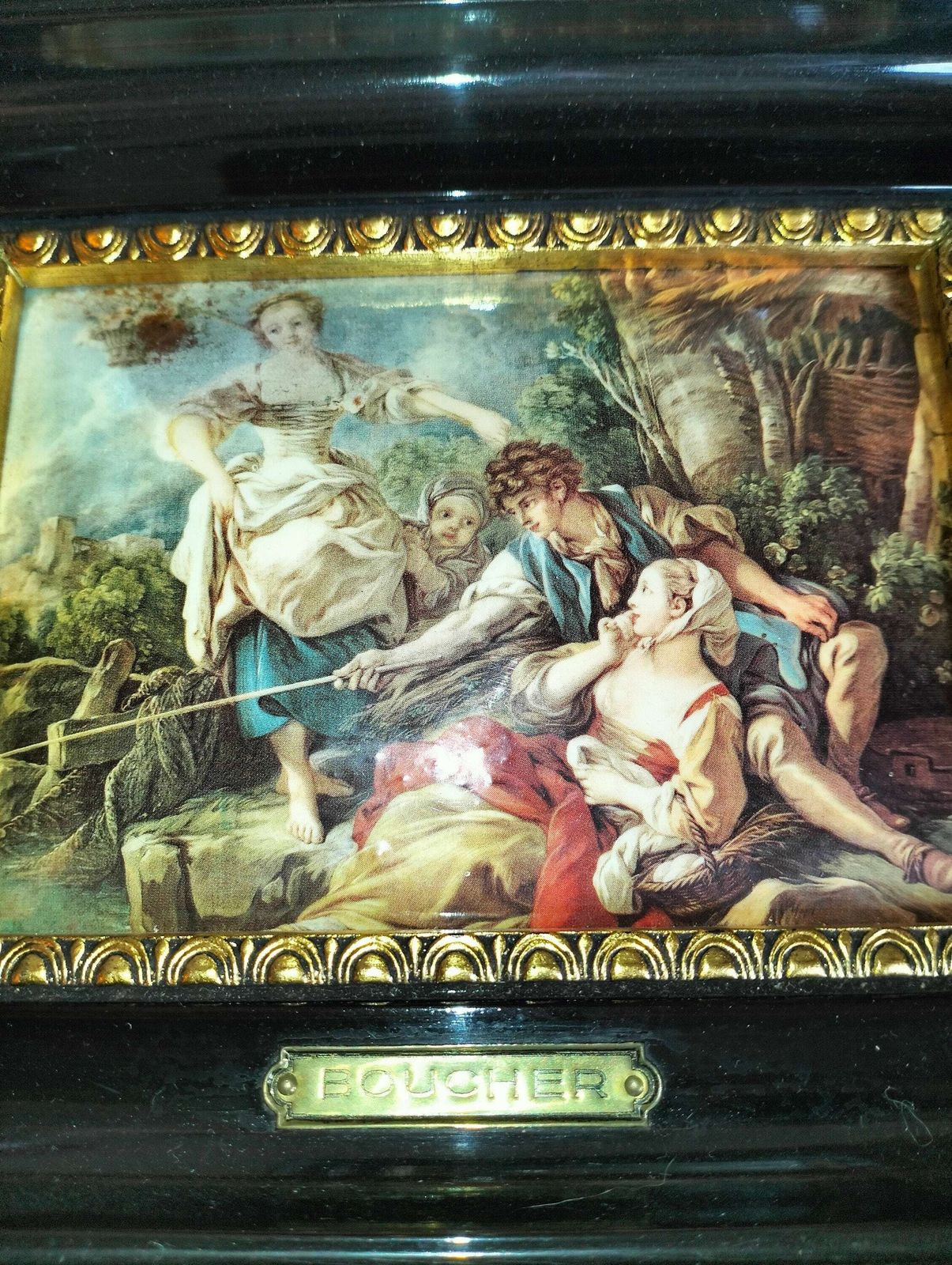 Antique French Paintings, Francois Boucher Replica Paintings, Hammered Enamel Plated Helca Process photo vinterior