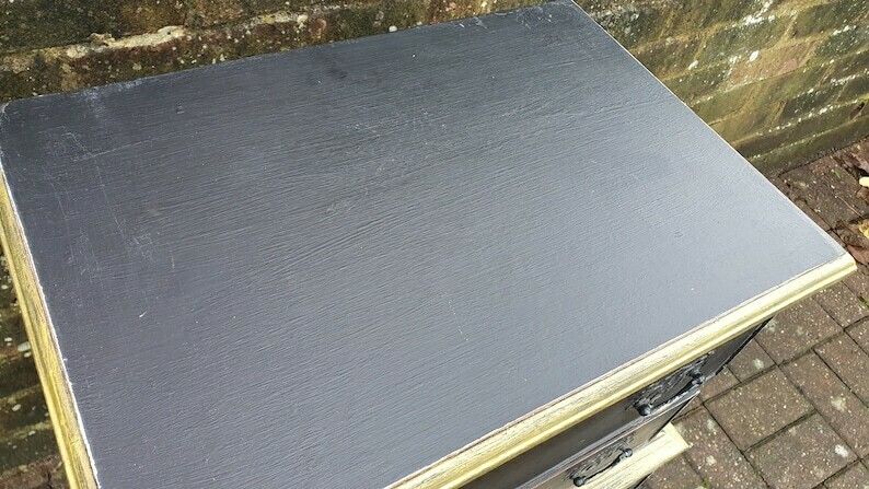 photo furniture Vintage Occasional Bedside Chest Of Drawers In Farrow And Ball ‘Pitch Black’ Cabriole Legs