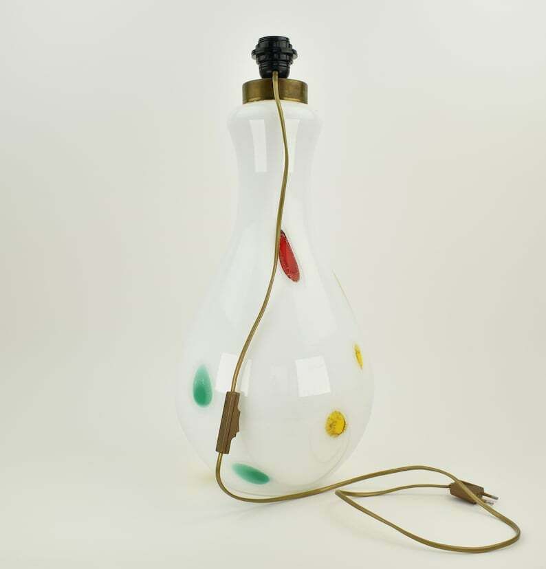 Large Murano Glass Table Lamp By Dino Martens For Aureliano Toso, 1960s | Italian Statement Accent Light Mid Century Modern Vintage photo buy