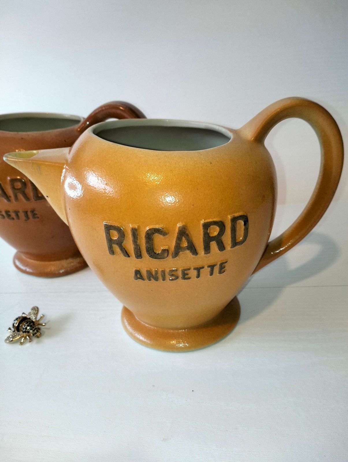 French Retro Ricard Jug, Ricard French Ceramic Pitcher, Bar Cafe Restaurant Decor, Aperitif Water Pourer photo furniture
