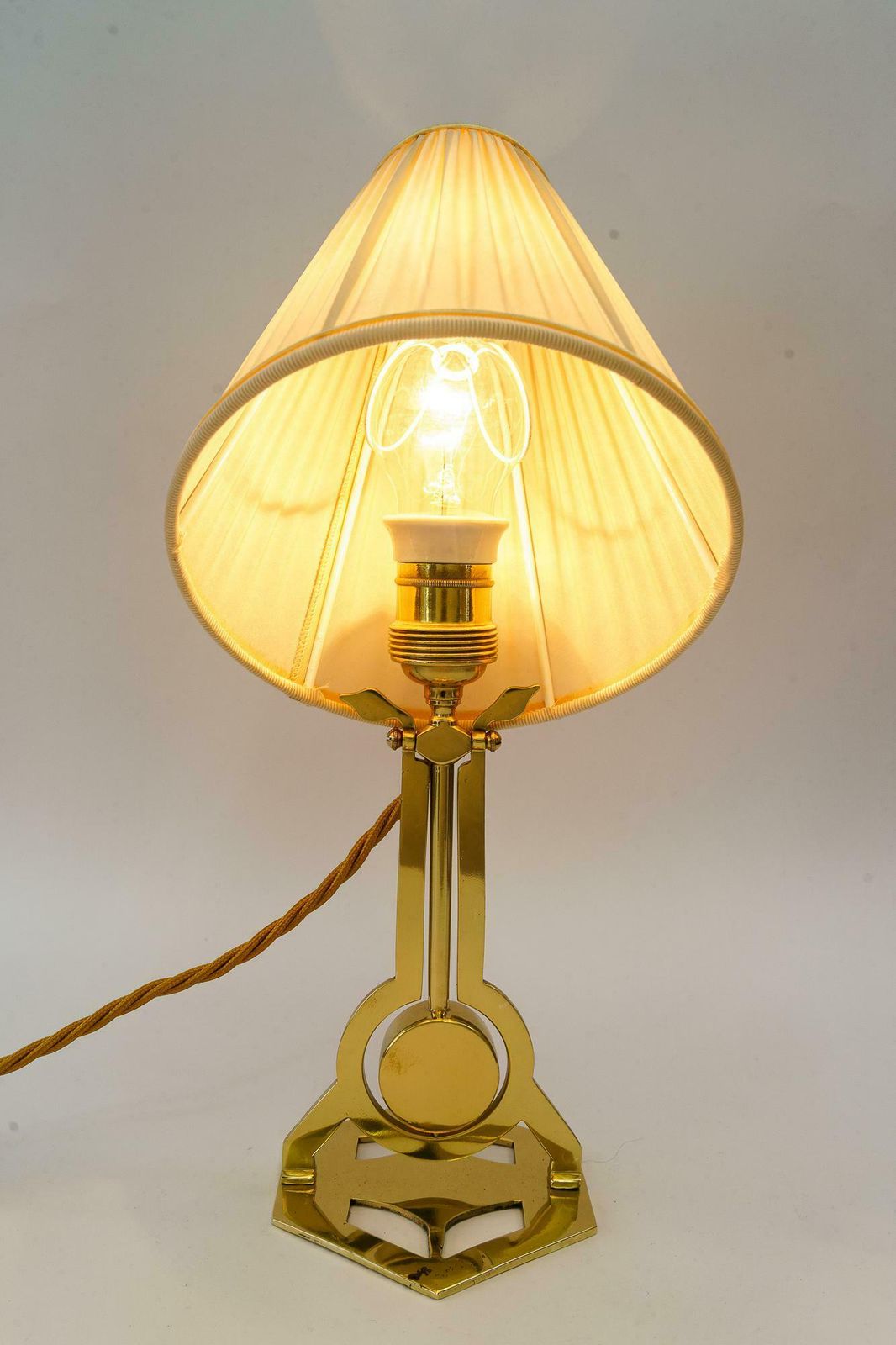 Art Deco Table Lamp Vienna With Fabric Shade Around 1920s photo buy