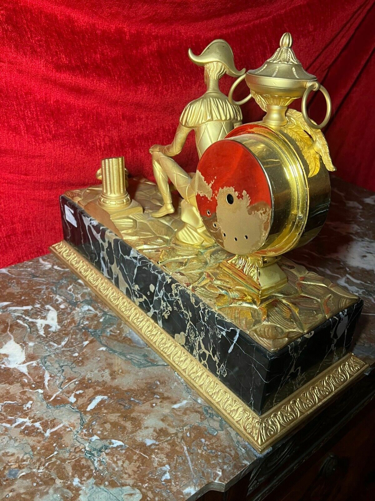 photo furniture Italian Empire Figural Salon Clock Of Posed Court Jester With Loot