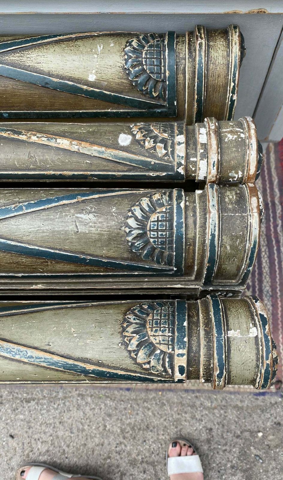 Pair Of Antique French Château Single Bed Frames With Extraordinary Original Paint Finish photo buy