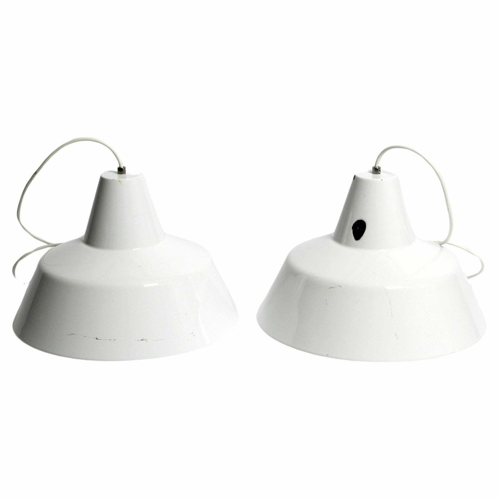 Pair Of 1950s Metal Enamel Ceiling Lamps By Axel Wedel Madsen For Louis Poulsen